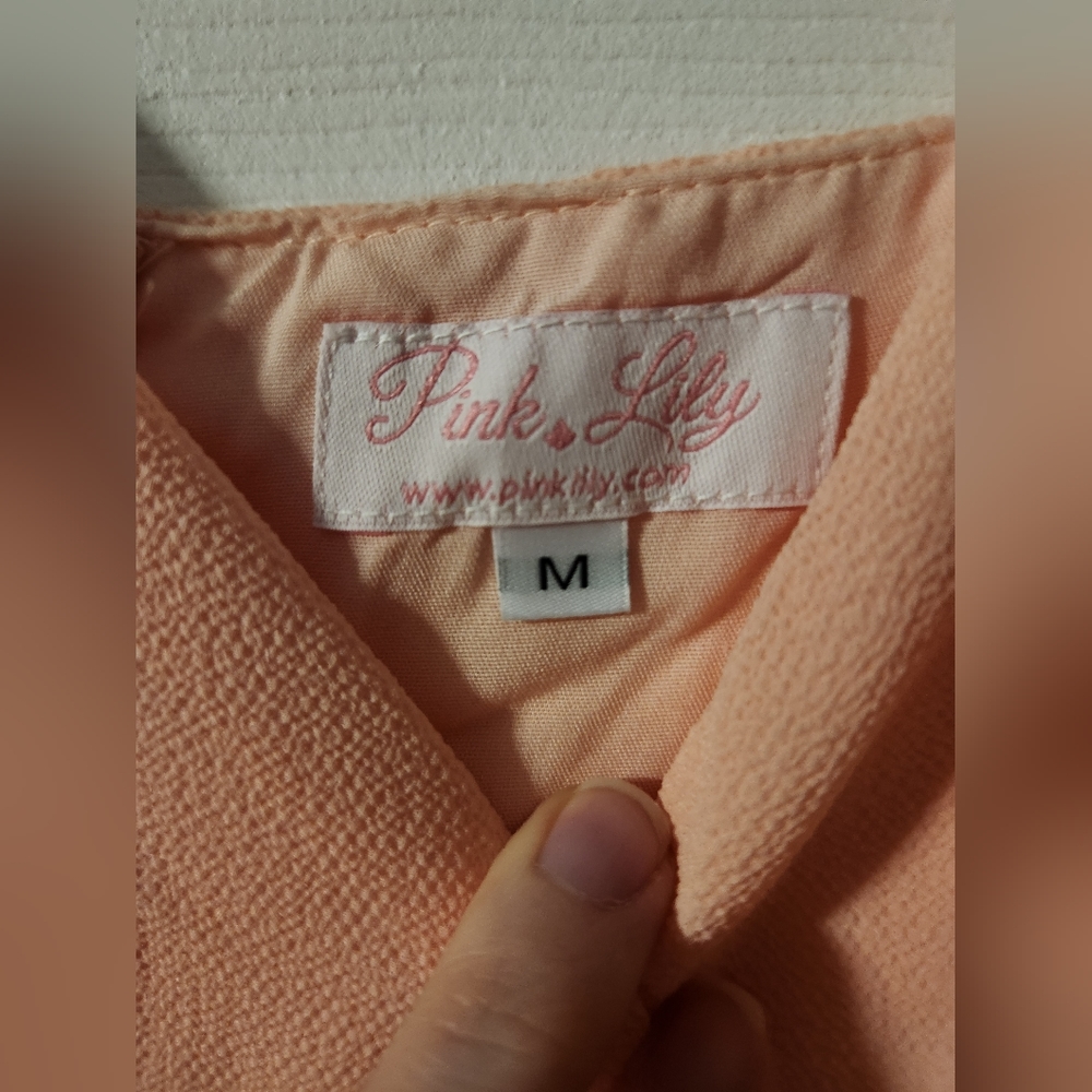 Peach Pink Lily Romper - Picture 3 of 7